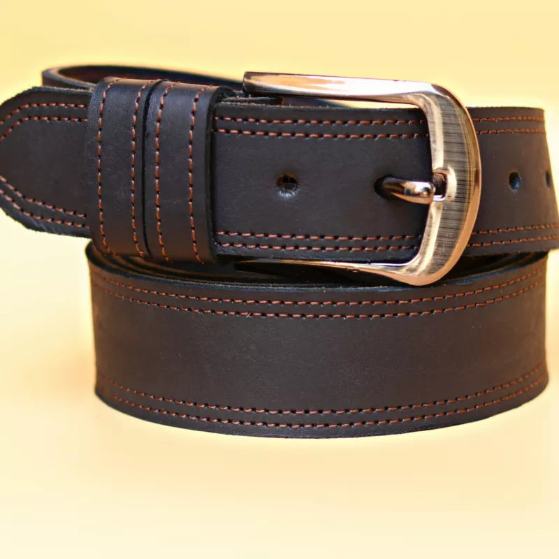 Black Buffalo Leather Belt – Luxury Casual Belt
