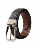 Double Sided Black Crocodile Style Men's Leather Belt